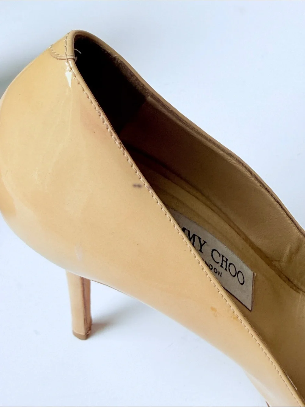 JIMMY CHOO Patent Leather Peep Toe Pump Heels - Picture 10 of 13
